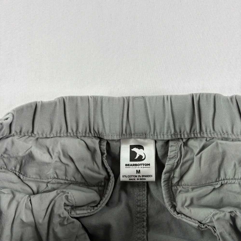 Bear Bottom Pants Mens Medium Gray Jogger Stretch Casual Chino Elastic Waist